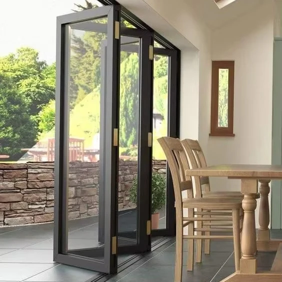 GEDELI Exterior Heavy Modern Design Bifold Balcony Doors Price System Black Aluminum Frame Glass Outdoor Patio Folding Door