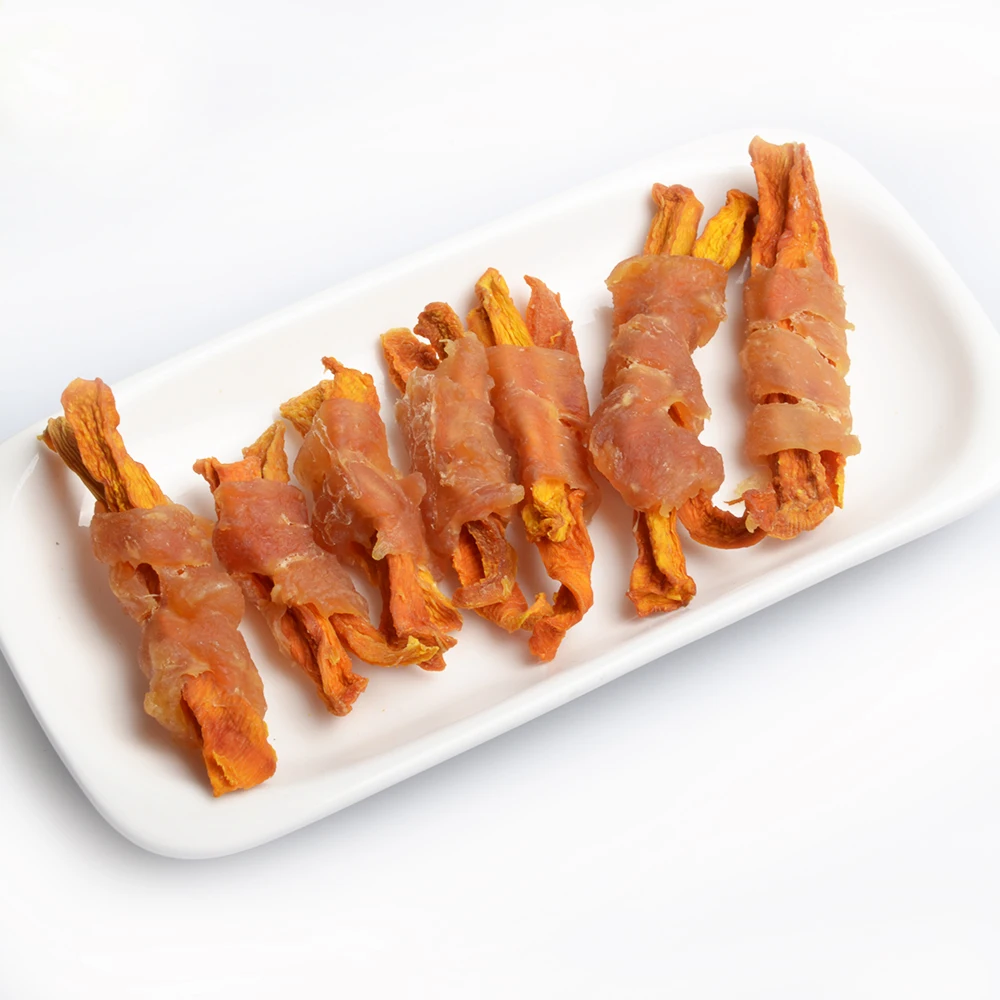 Wholesale high quality dog treats dog snacks chicken wrap carrot freeze dried dog toy snacks
