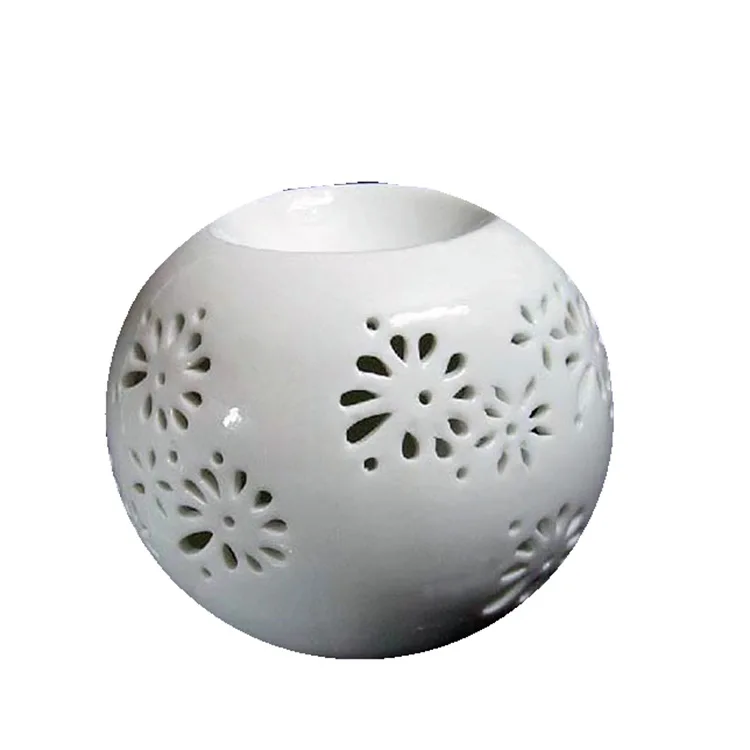 Modern Simple Essential White Round Ceramic Oil Burner Wax Melt Burners Warmer customized