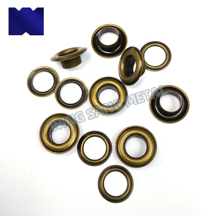 Custom size Round Shape Brass Copper Eyelets Grommets Factory Golden Metal Eyelets and Grommet for Garment Clothing