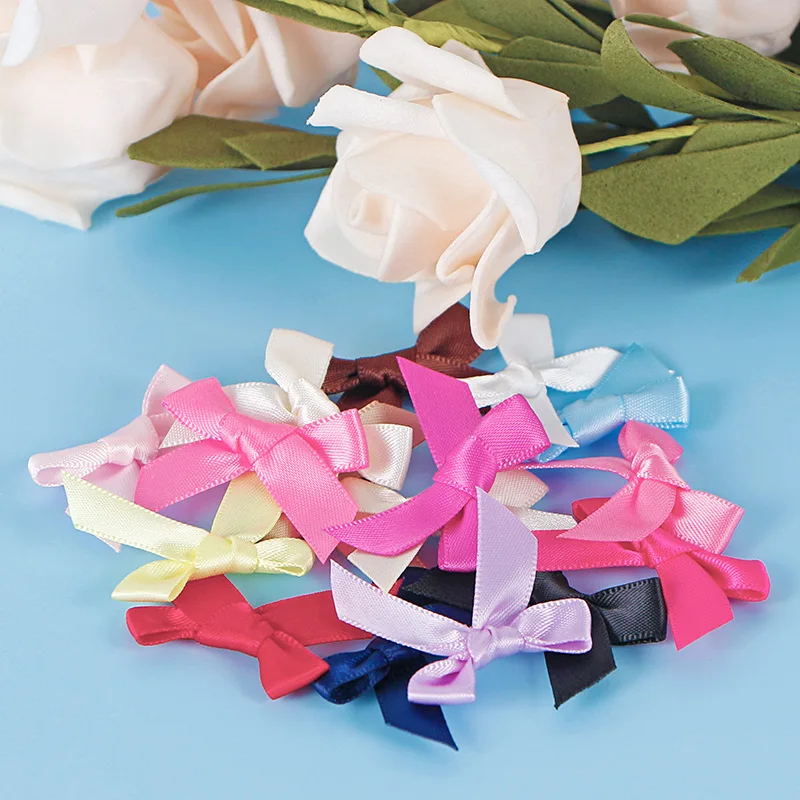 Size 3*4 cm Satin Polyester Mini ribbon bow for Clothing DIY Accessories decorations ribbon