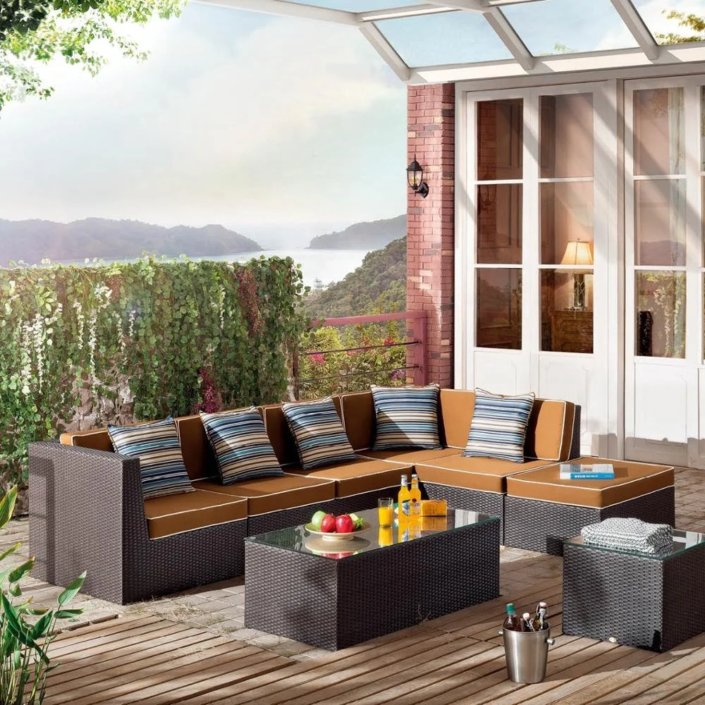 Современная уличная мебель из ротанга диван в саду набор