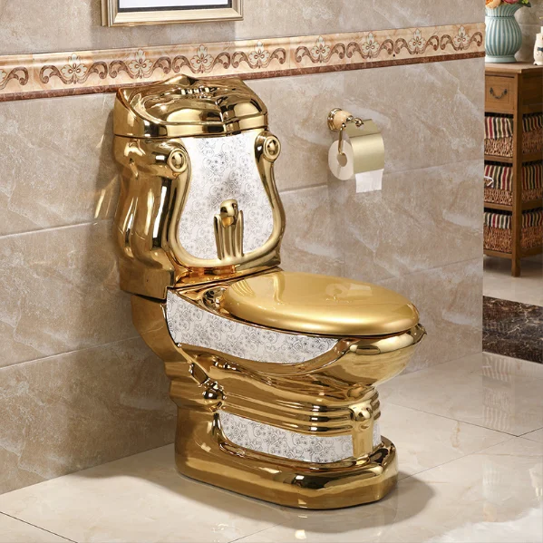 Hot Sale S Trap Golden Sanitary Wares Wc Ceramic Diamond Golden Toilet
