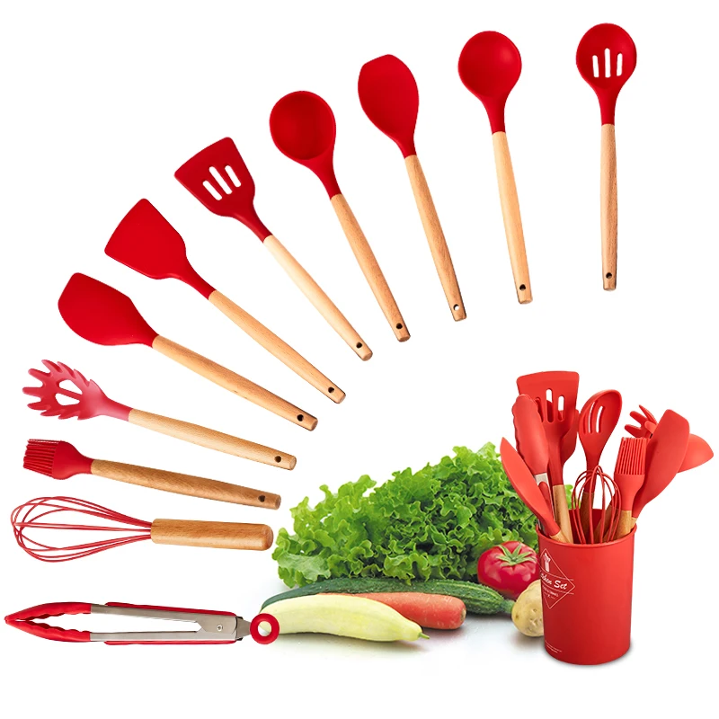 12 Piece Silicone Kitchen Tools Set Private Label Silicone Kitchen Utensils Set Cookware