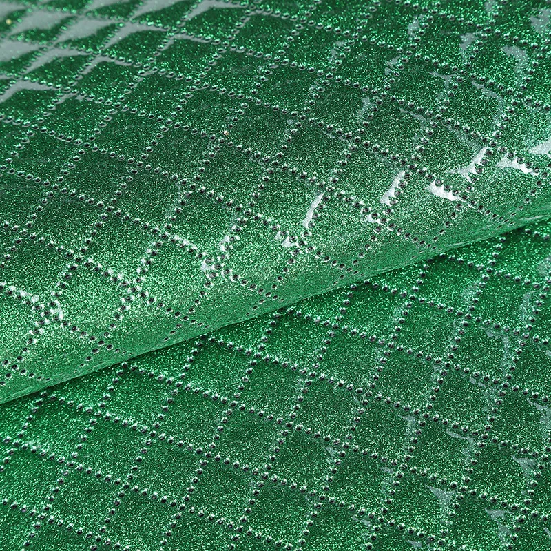 1.35MM New Embroidered Chunky Glitter Leather Fabric Sparkly Shinny PVC Leather with Film Durable Use for Shoe Bag Handbag