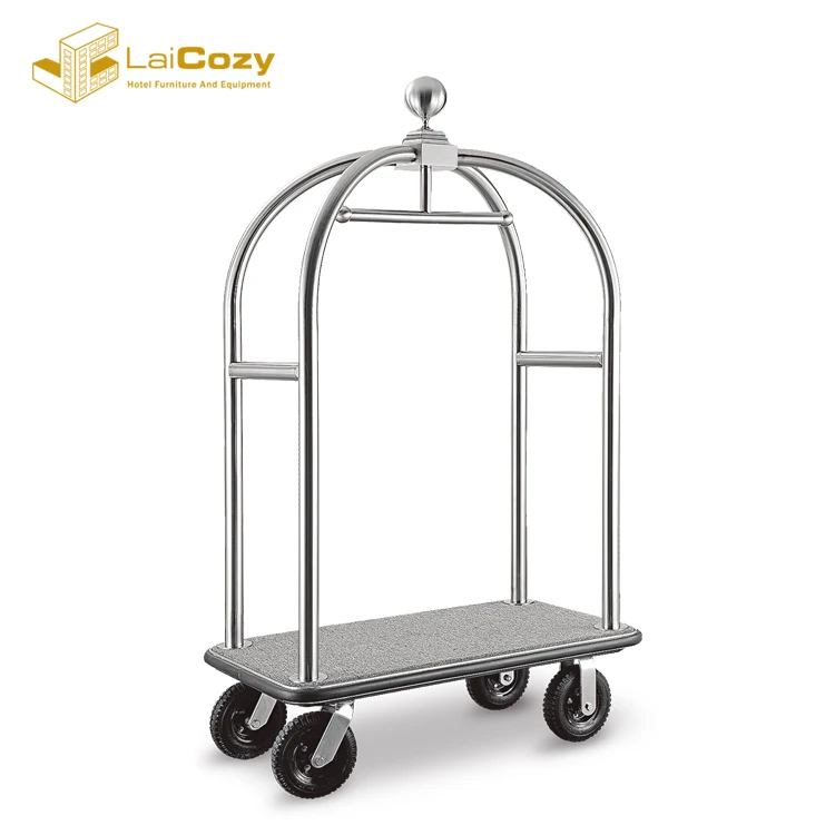 Hotel Stainless Steel Bellmans Cart hotel Luggage Cart wheels