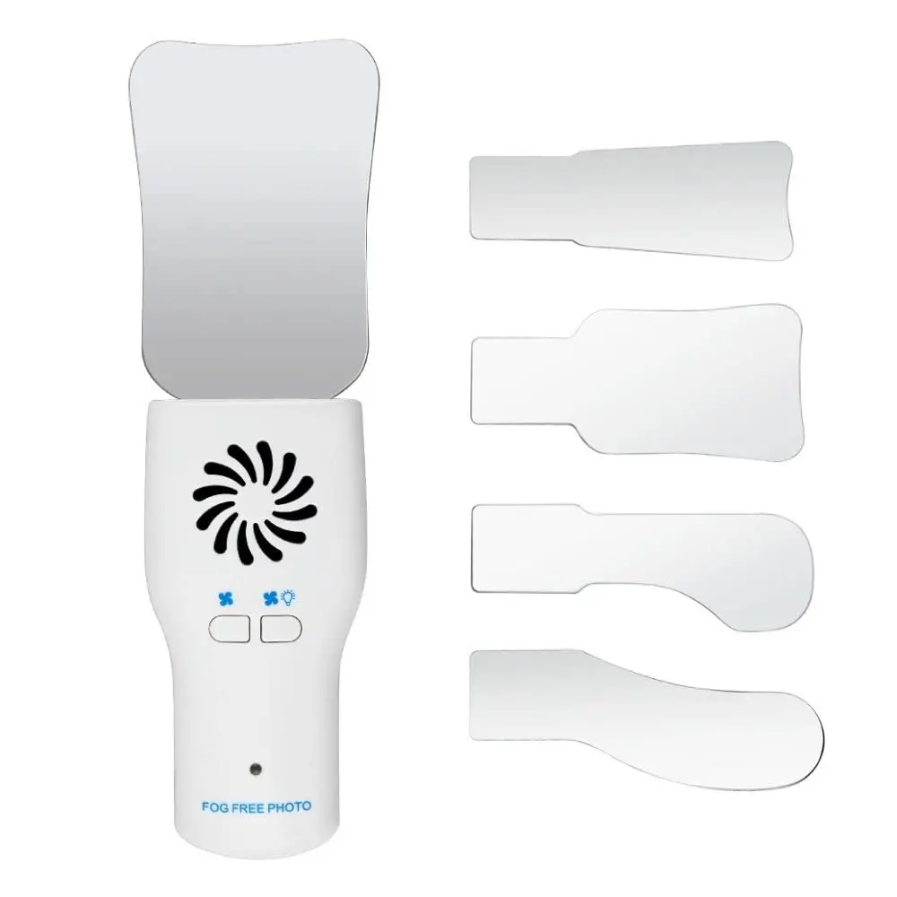 Electric Dental Mouth Mirror Photography Mirrors Automatic Defogging LED Photographic Reflector with 4 Interchangeable Mirrors