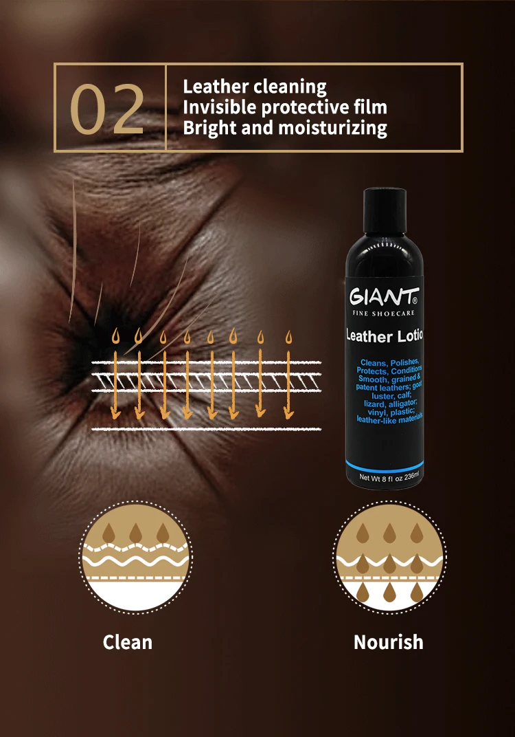 LEATHER LOTION natural waxanimal fats, this 2-in-1 cleaner and softener replenishes grease for all types of smooth leather care