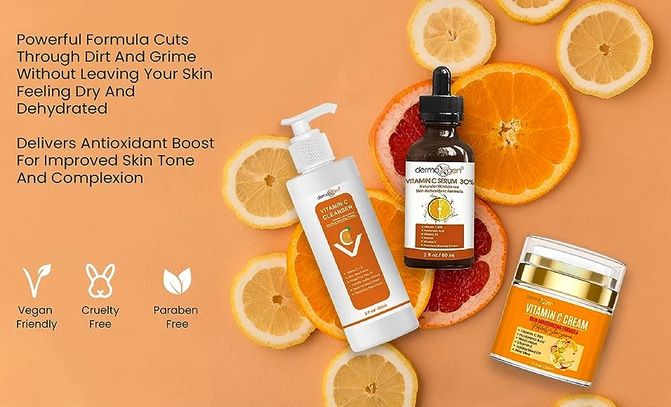 Private Label Anti-Aging Vitamin C Serum Hyaluronic Acid & Retinol with Peptides Astaxanthin Face Firming Whitening Moisturizing