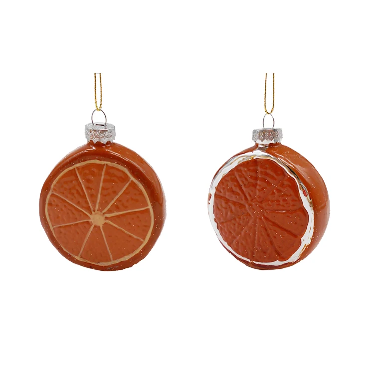 Wholesale glass fruit ornaments hand-painted lemon slice Christmas tree hanging