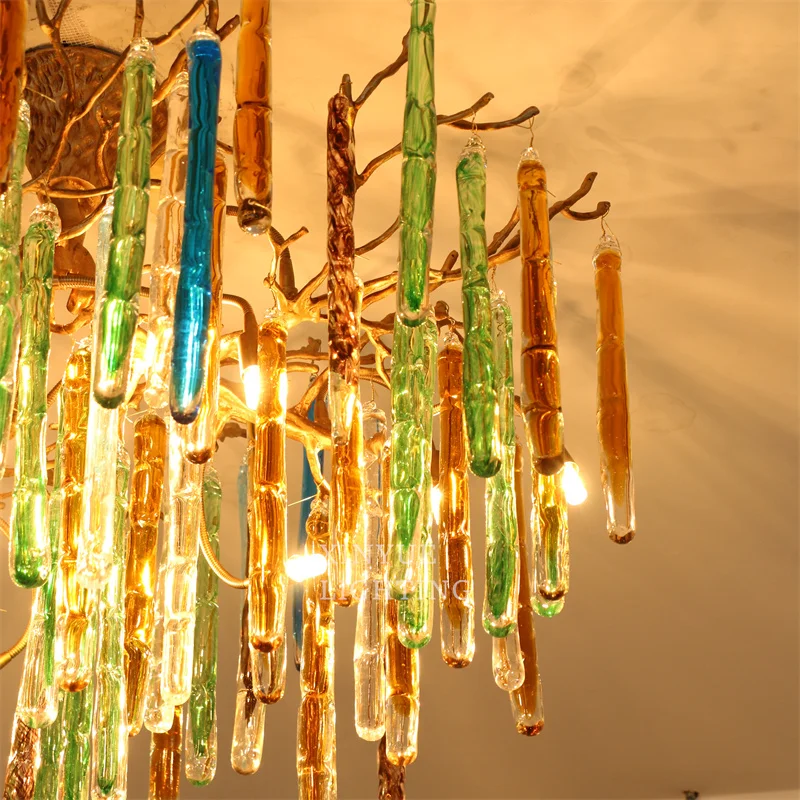 Luxury Colorful Crystals Glassdrop Pendant Lamp Riserva Crystal Brass Chandeliers Lights for Living Loom bedroom restaurant