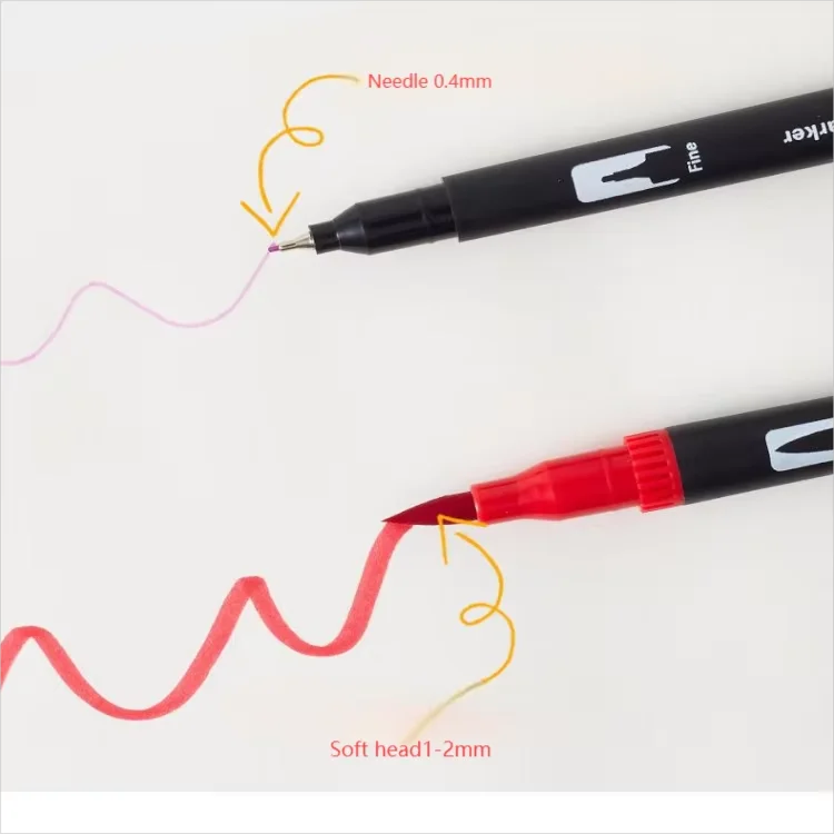 Customizable Logo Double-Ended Soft Head Brush Pen with 120 Colors Black Rod Plastic Watercolor Marker Set for Art Creativity