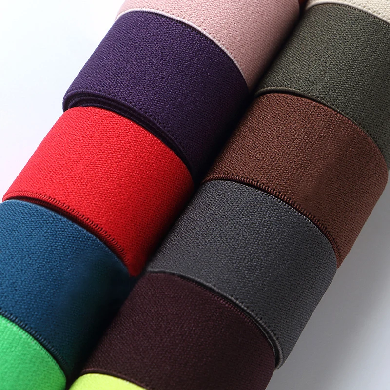 Manufacturer Directly Supplies 2cm 2.5cm Colored Elastic Band Thickened Imitation Nylon Woven Elastic Bands For Clothes