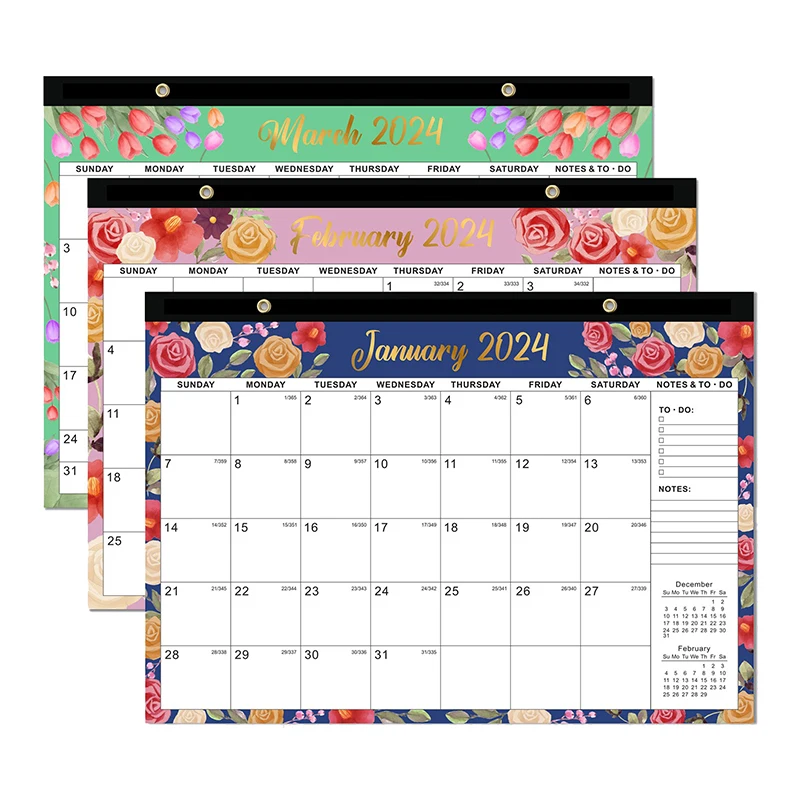 Горячая продажа различные 2024 настенный календарь 12 ежемесячный для легкого планирования
