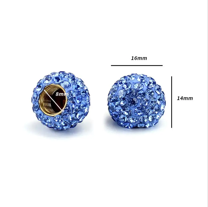 Blue Pink White Red Crystal Bling Car Tire Valve Caps Diamond Shining Dust-proof Wheel Valve Cover Vehicle