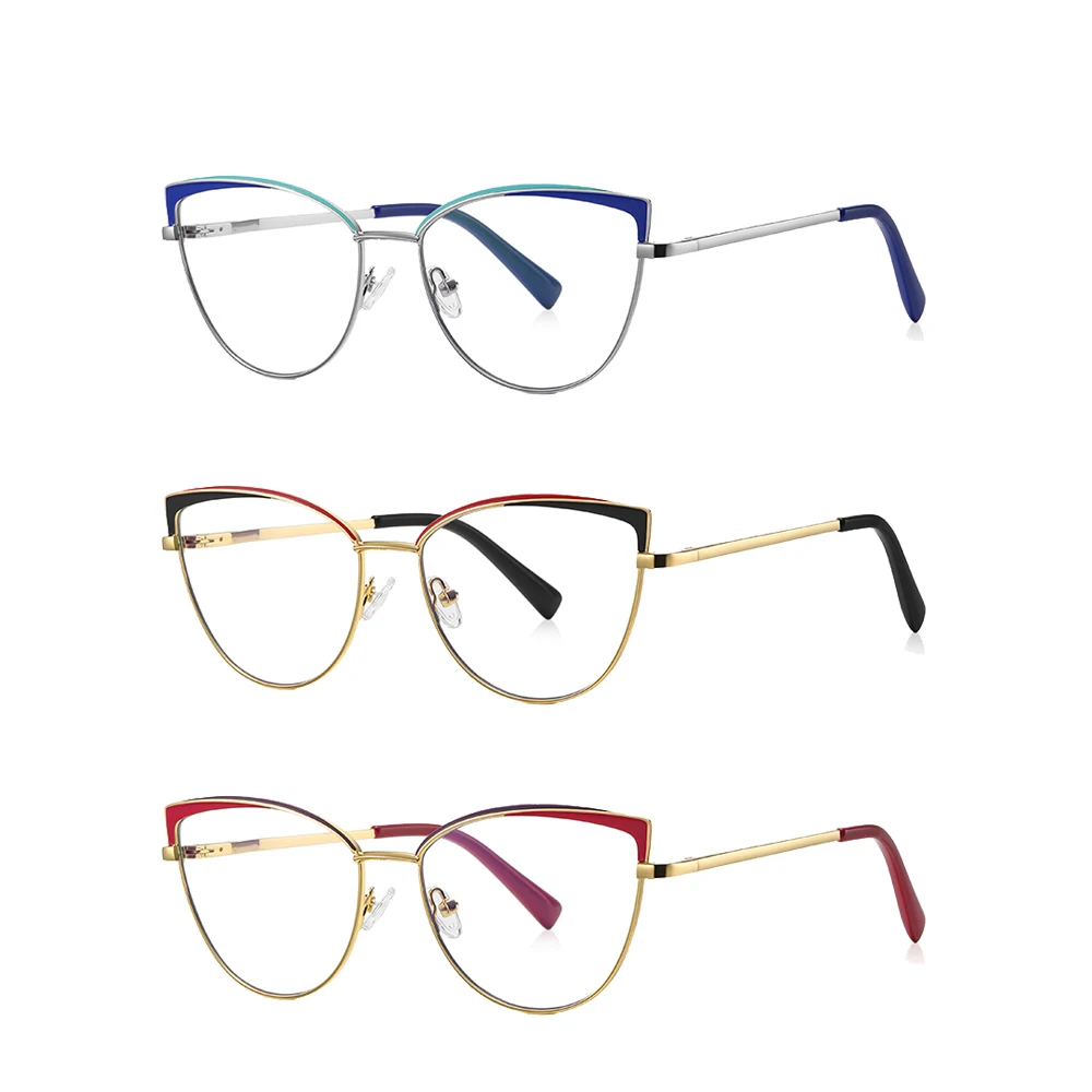 2023 New Trendy Anti Blue Light Optical Reading Glasses for Women Metal Fashion Lightweight Optic Eyewear