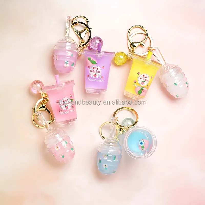 Cute Lip Gloss Vegan Base Private Label Vendor Fruit Keychain Custom Packaging Kids Girl Glossy Customized Lipgloss