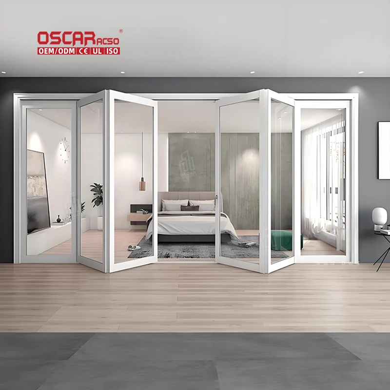 Folding Glass Door Partition Sliding Doors Aluminium For Office Meeting Room Japan Style