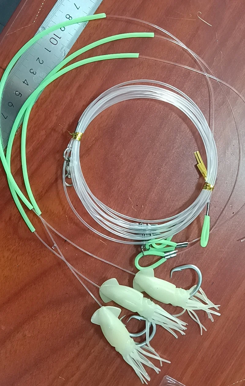 Bulk Customized Customized stainless steel circle hook deep drop fishing rig with Luminous Octpus Lure