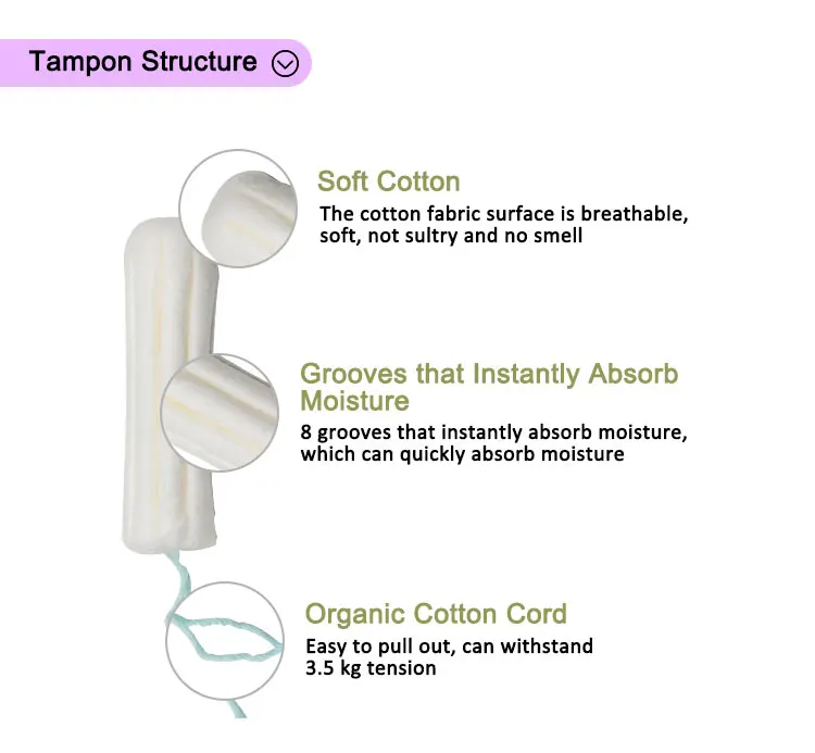 Feminine Hygiene Making Travel Size Organic Cotton Bamboo Remover Easily Diposable Tampons with Plastic Applicator