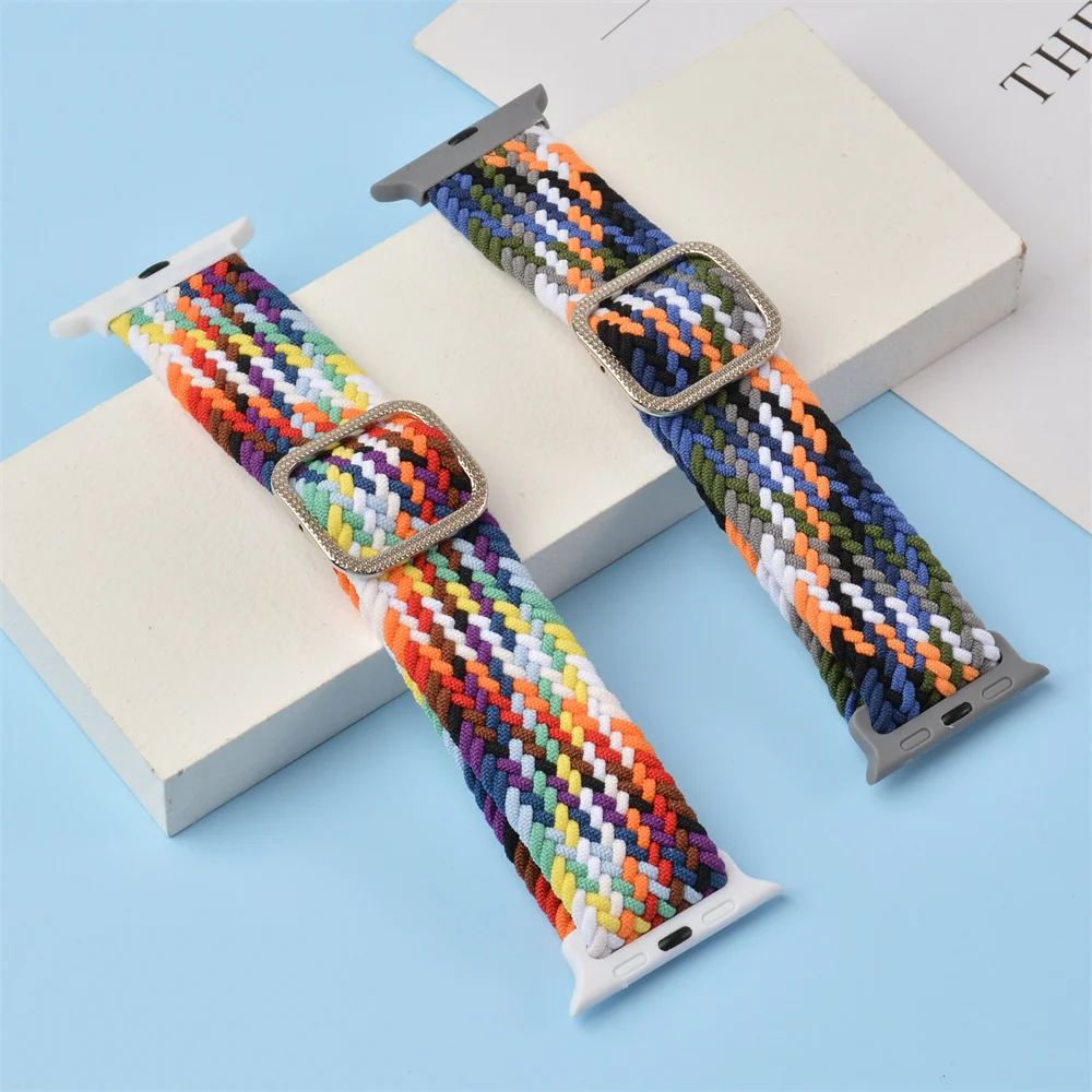 Adjustable Buckle Elastic Braided Nylon Watch Band For iWatch, For iWatch Ultra Adjustable Buckle Braided Nylon Strap