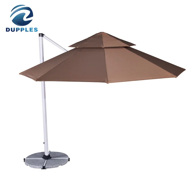 Best Selling Double Parasol Big Garden Umbrella Waterproof Round Roman Cantilever Patio Umbrellas With Base