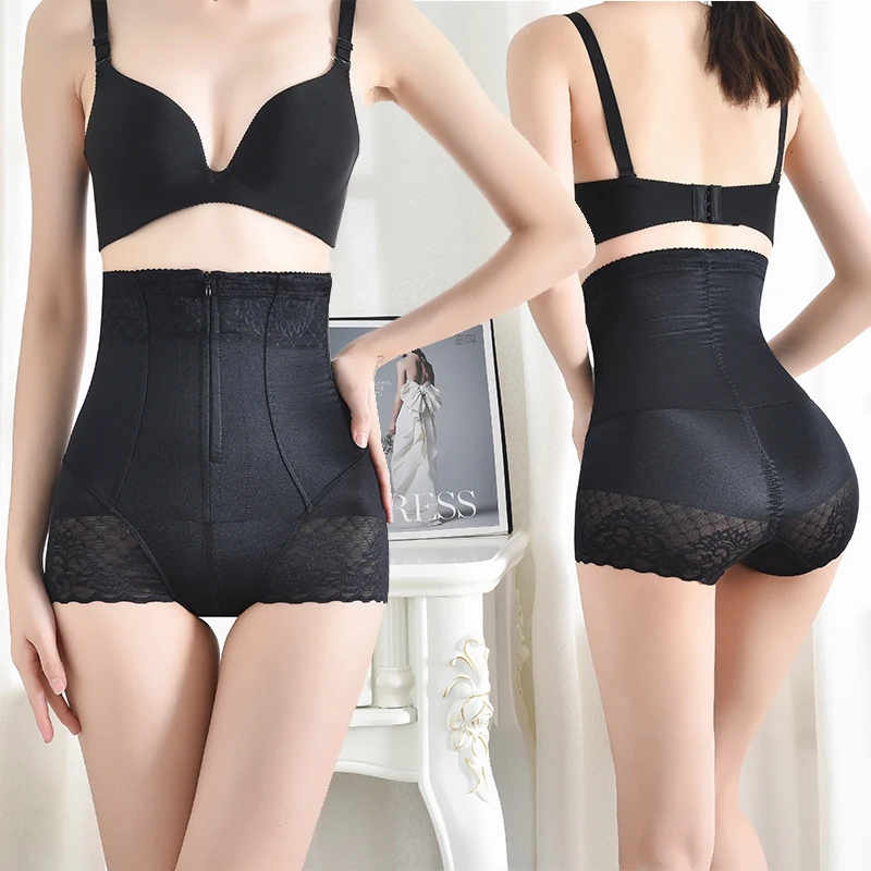 Lace Postpartum High Waist Belt Zipper Body Shaping Panty Lifting Butt Women Bodysuit Tummy Control Shaped Panties