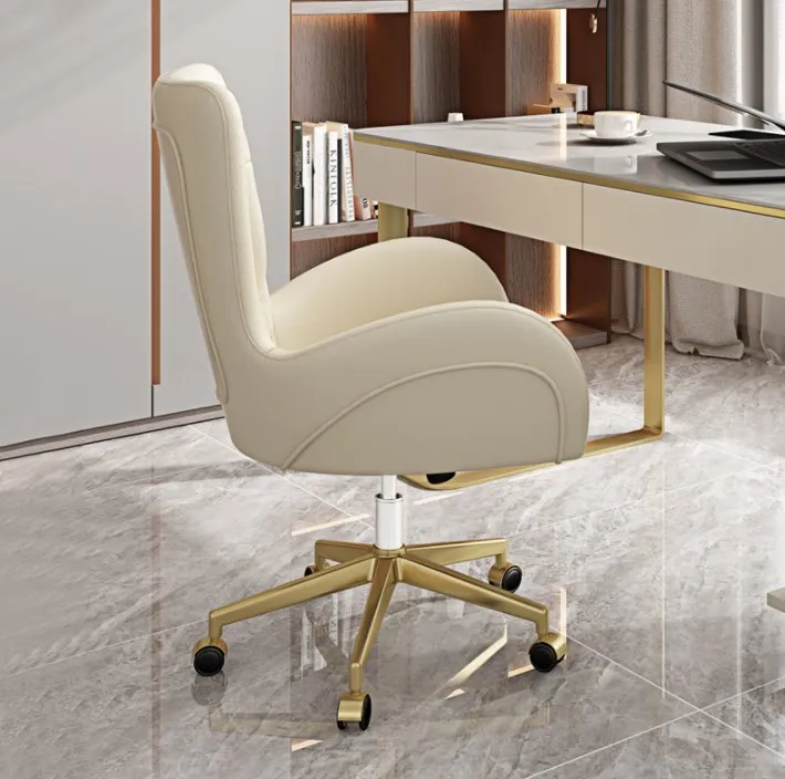 Light Luxury Desk Chair Leather Lift And Rotate High Back Armchair Modern Office Computer Chair For Home Office
