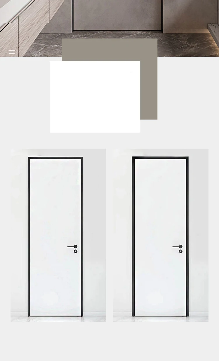 Interior Slim Aluminum Frame Mute Tempered Glass Narrow Side sliding Door For Living Room