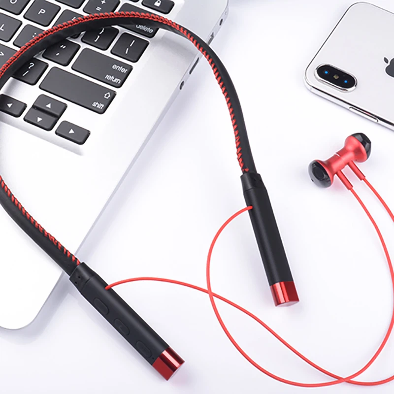 China Factory 135mAh Wireless HIFI Bass Stereo Magnetic Metal Earbuds V5.0 Neckband Sport Headset