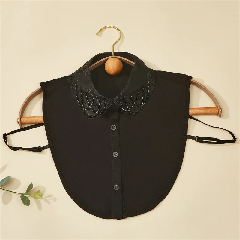 Customize Half Shirt Art Embroidered Pearl Beaded Detachable Fake Collar For Women