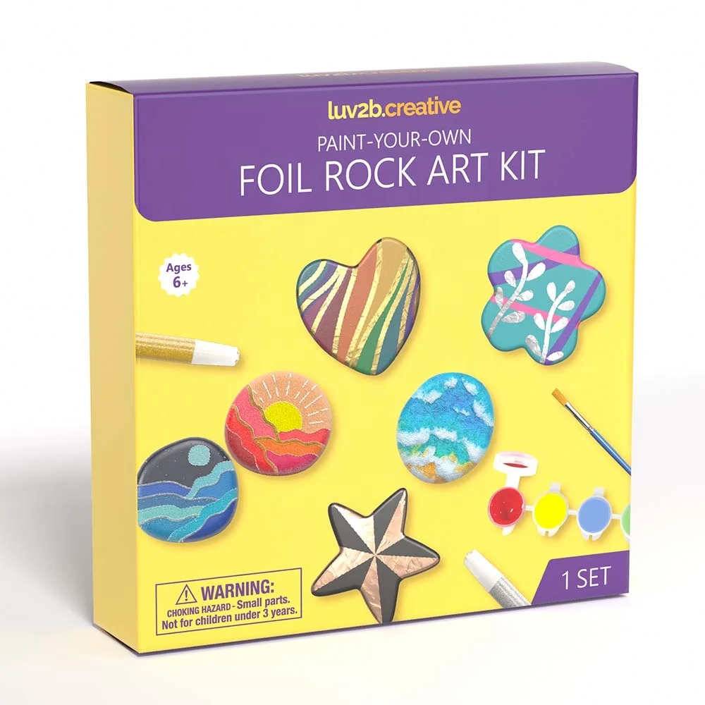 New Foil Rock Painting Kit DIY with Foil Sparkling Art Rock Drawing Craft for Children