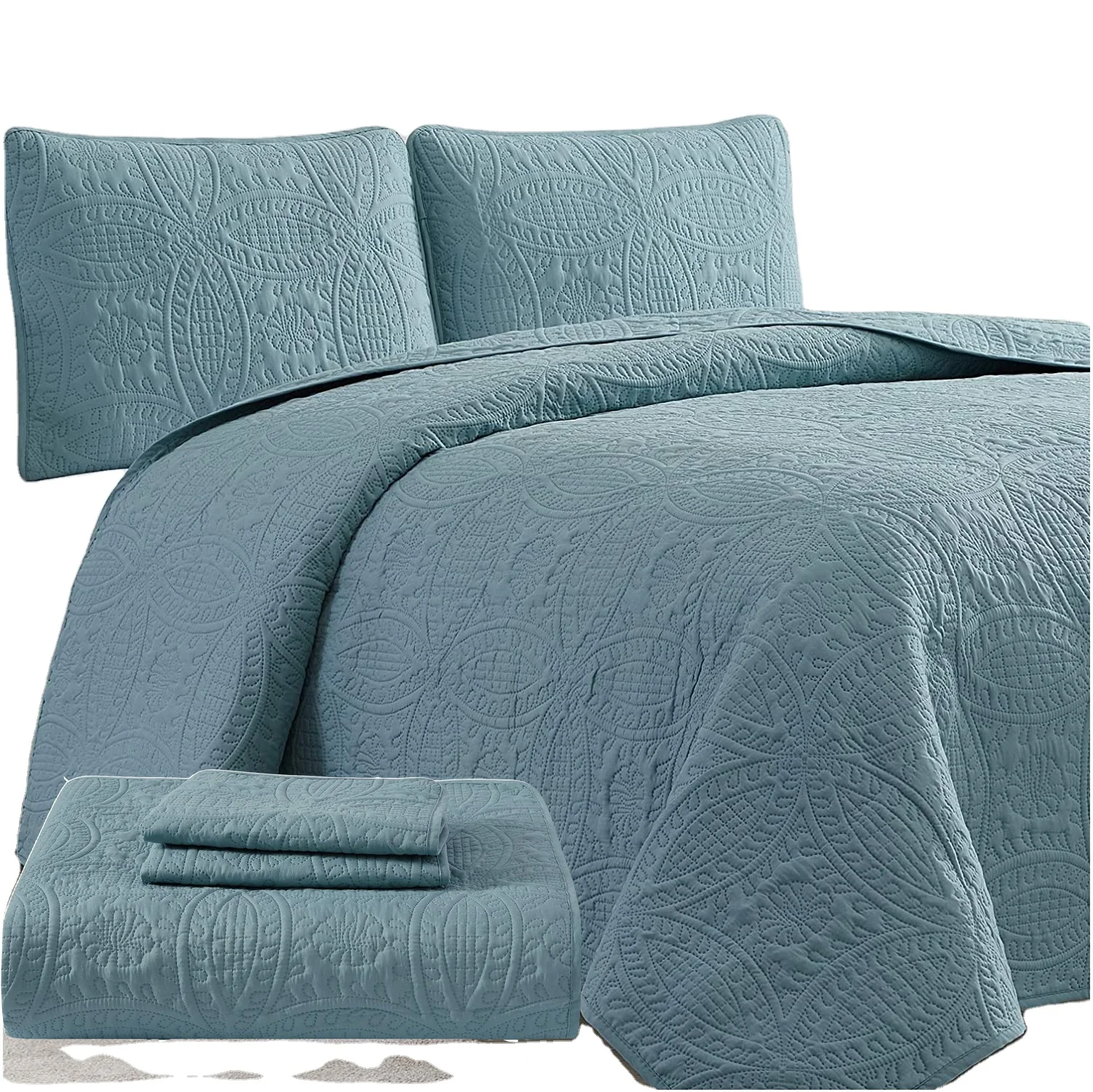 Одеяло синего цвета, ультразвуковой комплект из 3 предметов, одеяло большого размера с наволочками, легкие покрывала/Покрывала/постельное белье