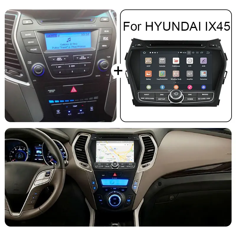 LJHANG 2 din touch screen PX6 android 12 4+64G car dvd player for hyundai ix45 2012 multimedia stereo system radio gps navi
