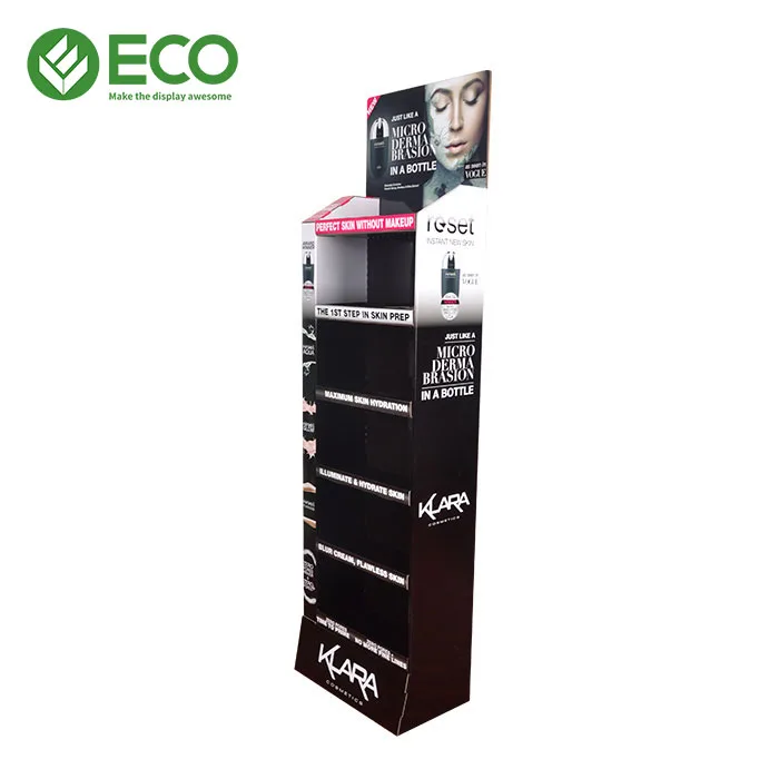 High Quality Cosmetics Display Rack Cardboard Floor Makeup Display Stand