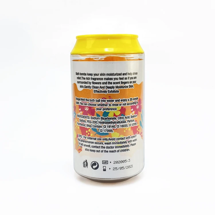 flower heart foot shape bath steamer fizzer tablet in Soda can packaging bath bomb oem odm little bath gift for kid