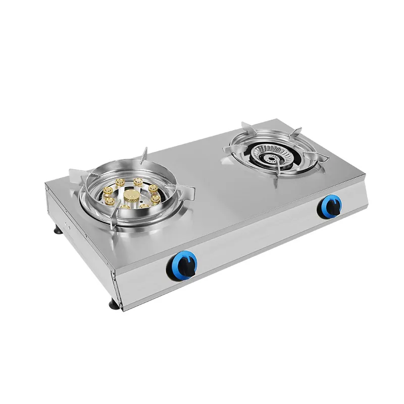 Household stainless steel biogas burner cooker double cooktop