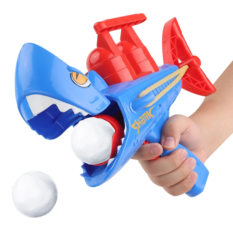 New Snowball Launcher Shooting Toys Shark Snowball Gun Kids Outdoor Play Snow Toys