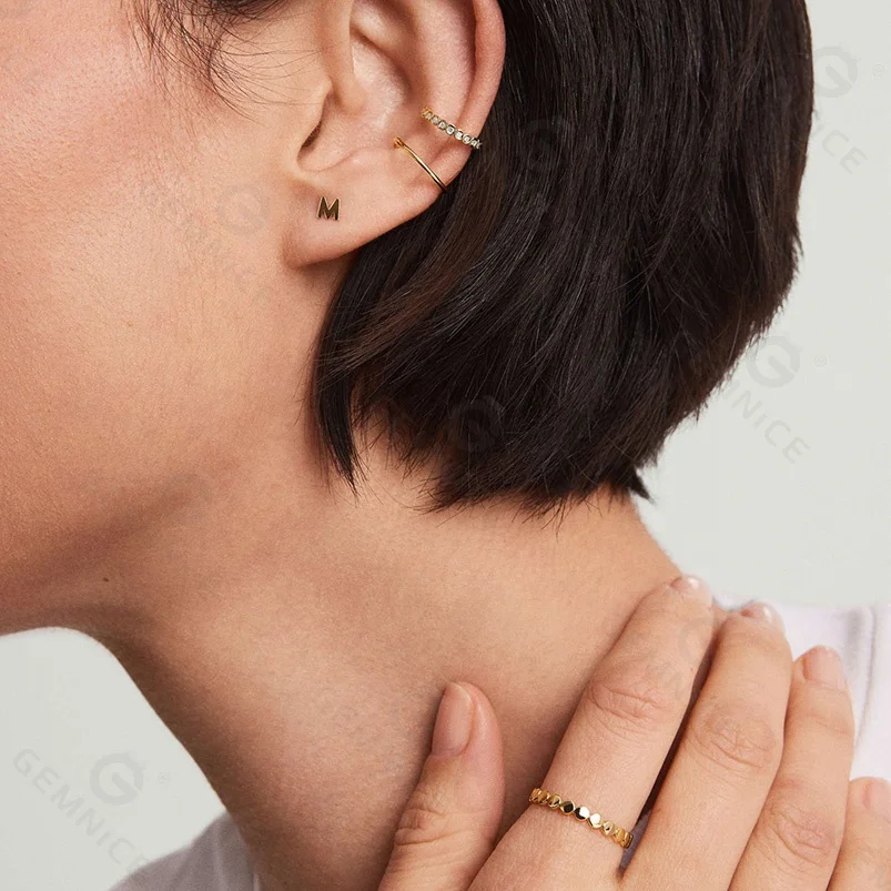 Gemnel wholesale price minimalism women jewelry mini letter stud earrings