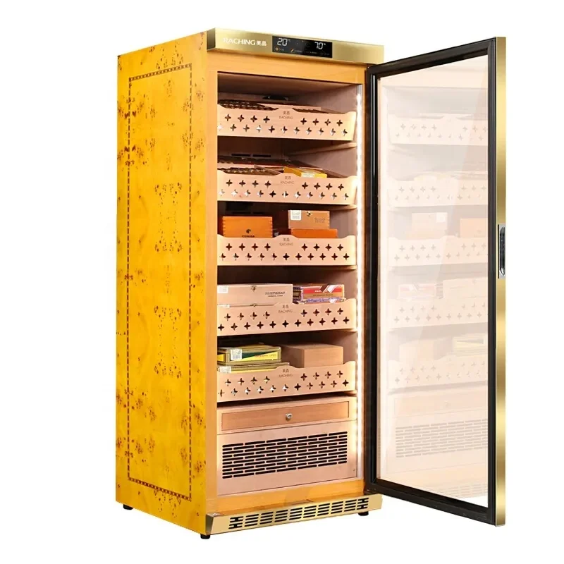 Ready To Ship Raching MON1800A Electronic Cigar Humidor With Spanish Cedar Wood Black Or Gold Color Cabinet