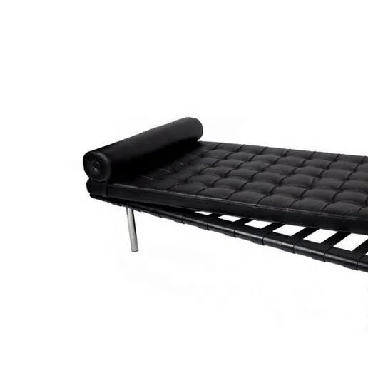 Mid Century Living Room Hotel Classic Design Daybeds Wood&Stainless steel Italy Genuine Leather Indoor Customized OEM Daybed