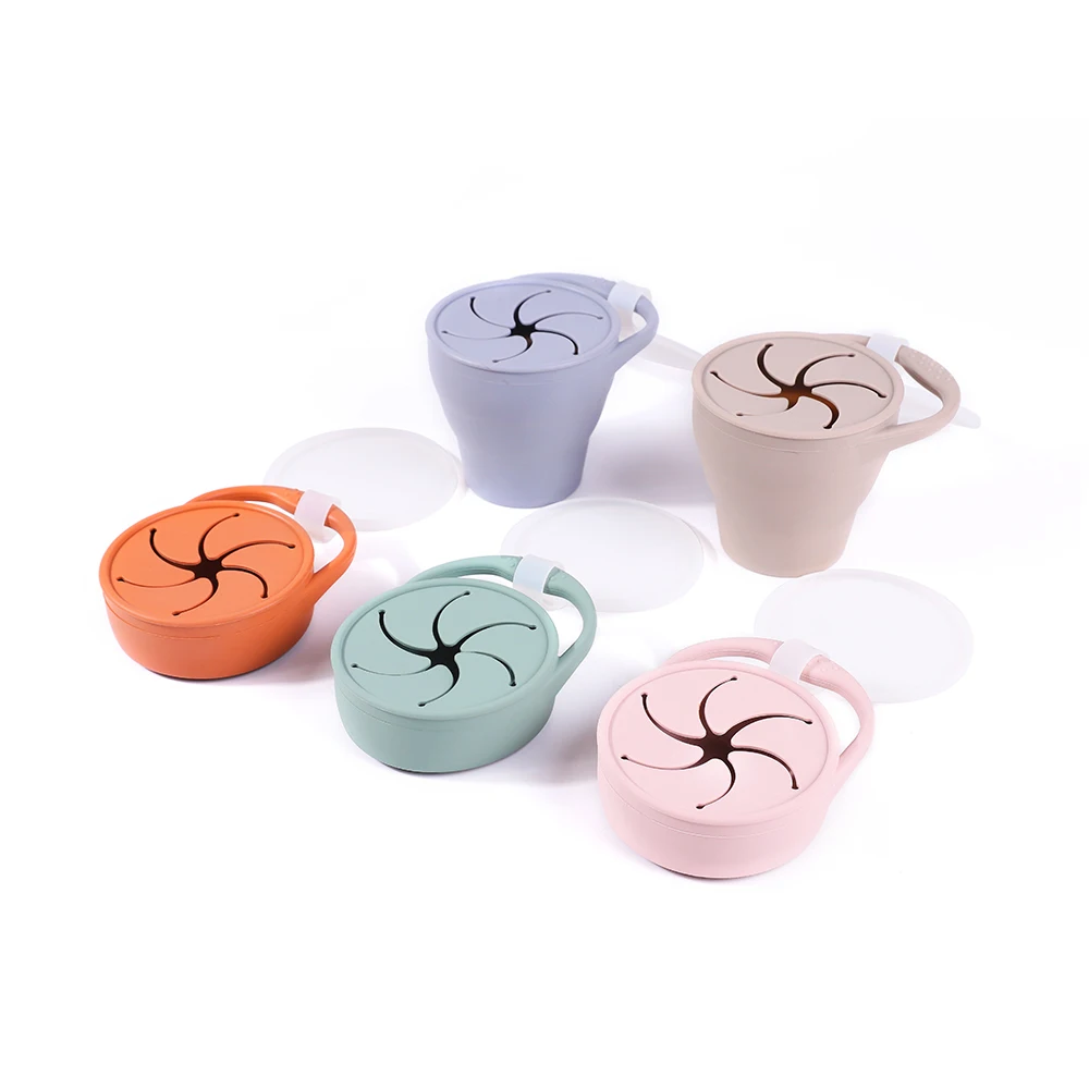 Непроливающаяся Складная крышка для ремня силиконовая детская миска для снеков силиконовая складная чашка для закусок для детей