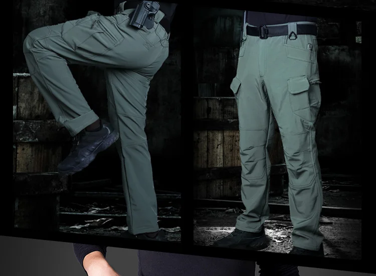 Winter  shark skin soft shell trousers men thick warm windproof waterproof fleece pants hiking pants tactical pants