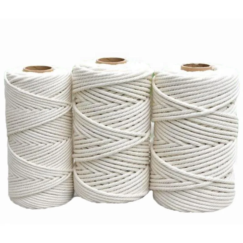 Wholesale Macrame Cotton Cord 2mm 3mm 4mm 5mm Single Twisted Natural Soft Beige Macrame Cord For DIY Macrame Craft
