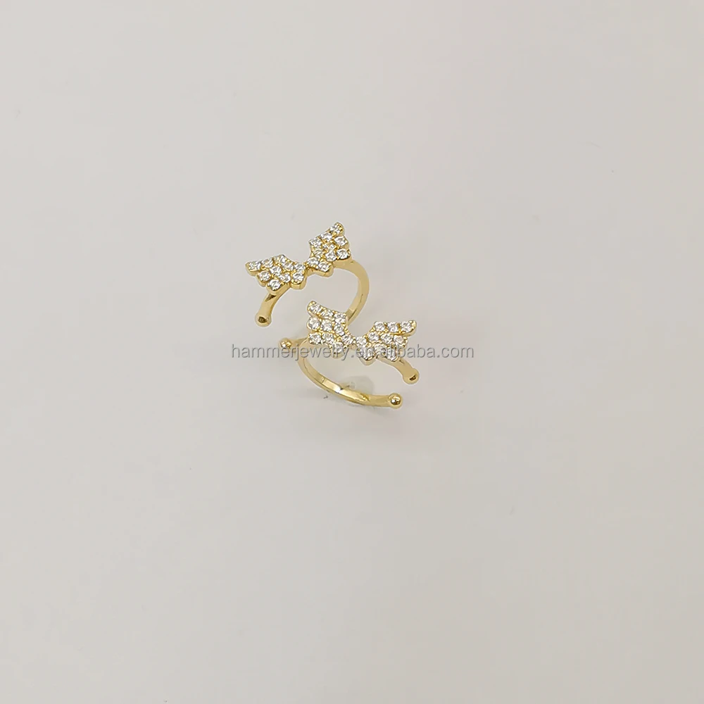 High quality 925 Sterling Silver Gold Plated with zircon  butterfly  jewelry earrings for women and children