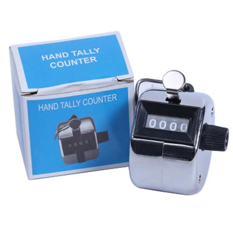 4 Digit Hand Tally Metal Counter Stainless Steel Mechanical Clicker with Finger Ring for Golf Training Aids Golf Accessory