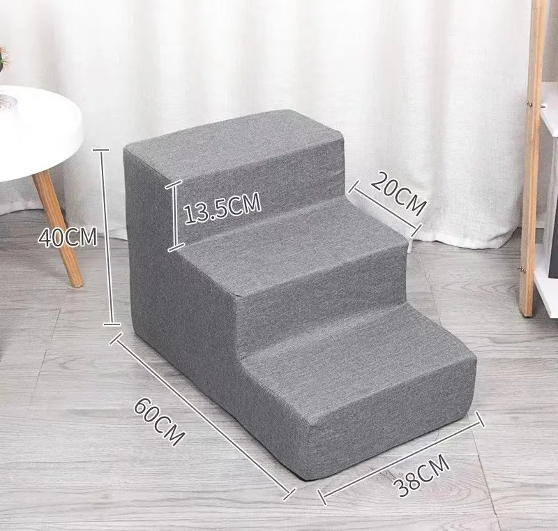 Best Pet Supplies Pet Steps and Stairs with Certificate Foam for Dogs and Cats Non-Slip 3 Steps Pet Stairs