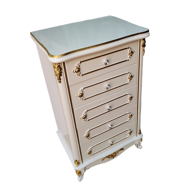 Chinese factory modern bedroom furniture tallboy European wooden 5 drawer cabinet luxury chest of drawers cabinet