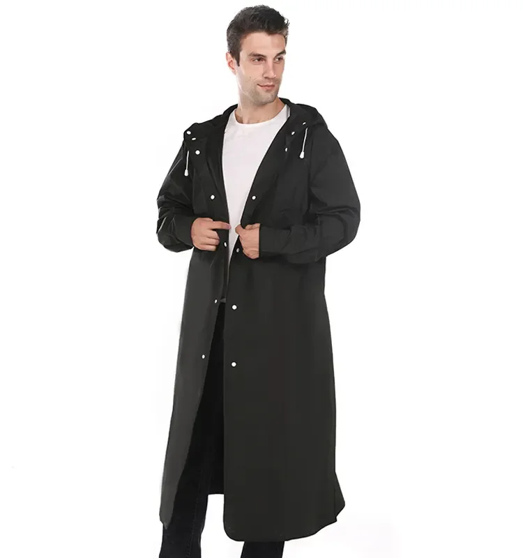 Hot Sale Stylish Custom Logo EVA Thicken Long Rain coat Outdoor Waterproof Travel Adult Windbreaker Raincoat for Man or Women