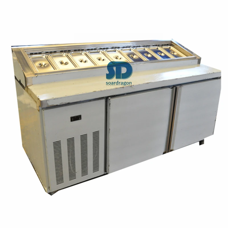 Restaurant Commercial pizza Salad Fruit Display Table Top Preparation Counter Fridge Freezer Cold Salad Bar Chiller Refrigerator
